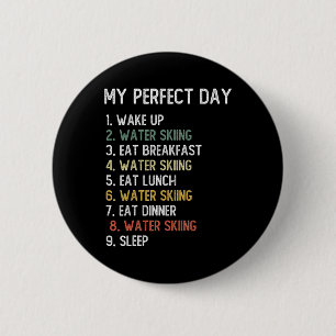 Perfect Day Waterski T-shirts Heren Jongens Tiener Ronde Button 5,7 Cm