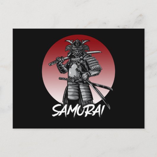 Perfect Eervolle Samurai Retro - Zwart en Wit Briefkaart (Voorkant)