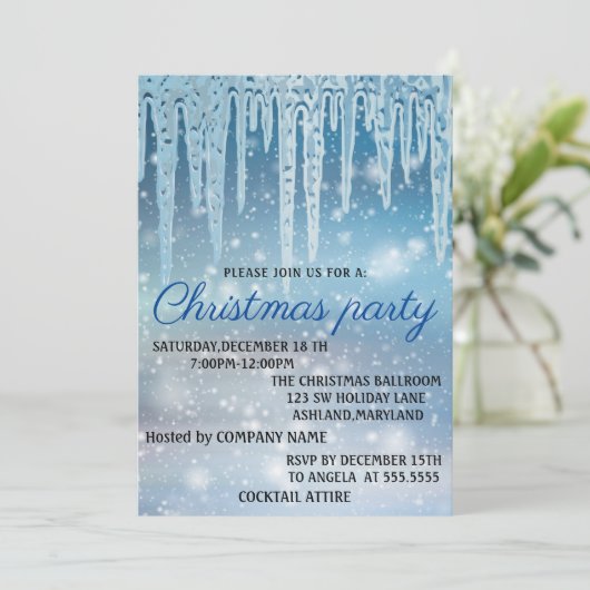 Perfect, elegant, blauwe kerstuitnodiging kaart (Staand voorkant)
