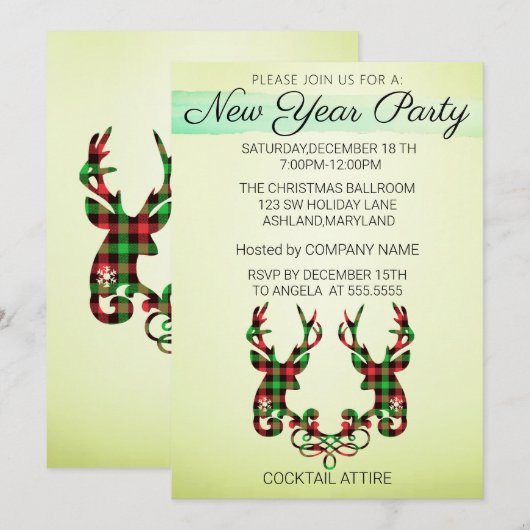 Perfect, elegant, gecontroleerde rendierkerst in kaart (Voorkant / Achterkant)