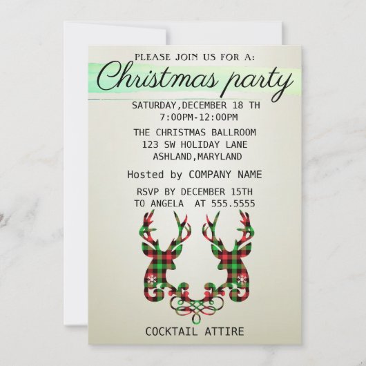 Perfect, Elegant, Geruit Rendier Kerst  Kaart (Voorkant)