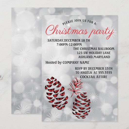 Perfect, elegant, kerstuitnodiging kaart (Voorkant / Achterkant)