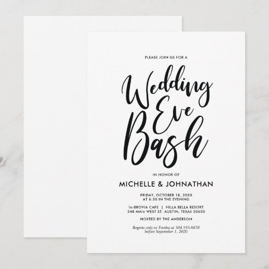 Perfect Elegant Wedding Rehearsal Dinner Invites Kaart (Voorkant / Achterkant)