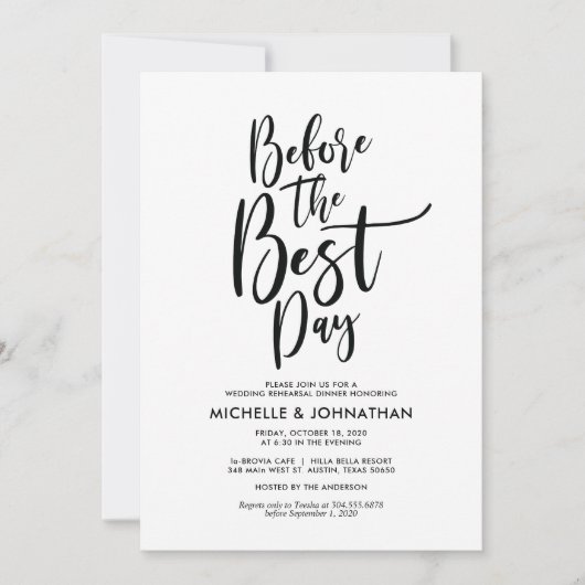 Perfect Elegant Wedding Rehearsal Dinner Invites Kaart (Voorkant)