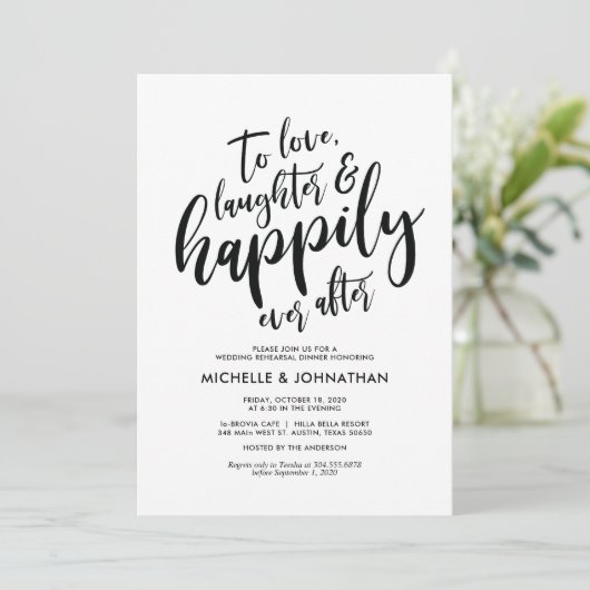 Perfect Elegant Wedding Rehearsal Dinner Invites Kaart (Staand voorkant)