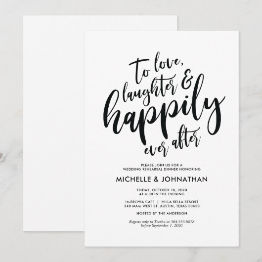 Perfect Elegant Wedding Rehearsal Dinner Invites Kaart (Voorkant / Achterkant)