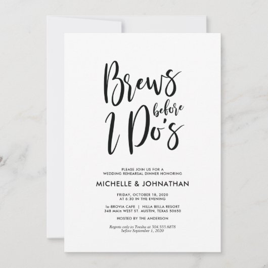 Perfect Elegant Wedding Rehearsal Dinner Invites Kaart (Voorkant)