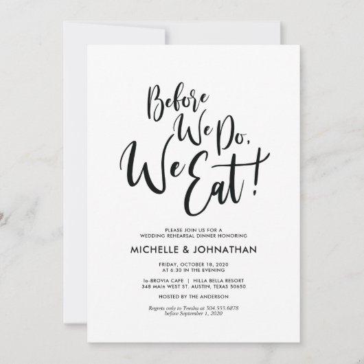 Perfect Elegant Wedding Rehearsal Dinner Invites Kaart (Voorkant)