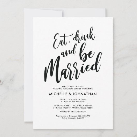 Perfect Elegant Wedding Rehearsal Dinner Invites Kaart (Voorkant)