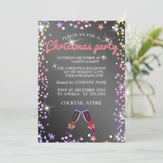 Perfect, elegant, weinig zilveren kerstinvitat kaart (Staand voorkant)