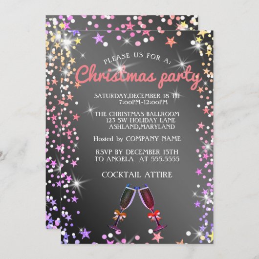 Perfect, elegant, weinig zilveren kerstinvitat kaart (Voorkant / Achterkant)