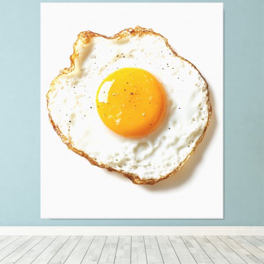 Perfect gebakken ei met scherpe randen en gouden j canvas afdruk (Insitu (Houten vloer))