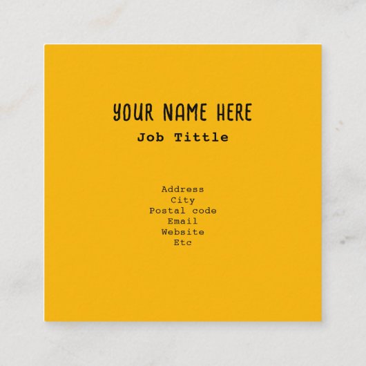 Perfect gebakken ei met scherpe randen en gouden j vierkante visitekaartje (Achterkant)