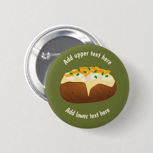 Perfect gebarsten aardappel - Spud in Jacket - eig Ronde Button 5,7 Cm (Voorkant /achterkant)