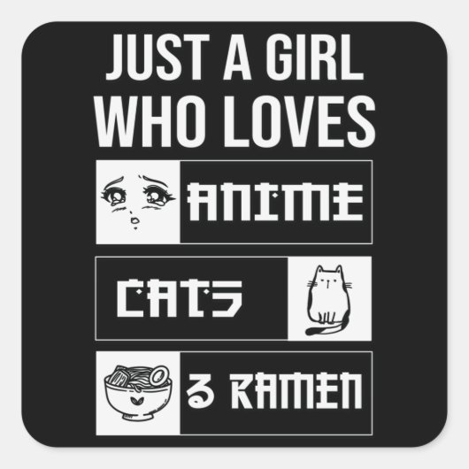 Perfect Gift Anime, Cats & Ramen Vierkante Sticker (Voorkant)