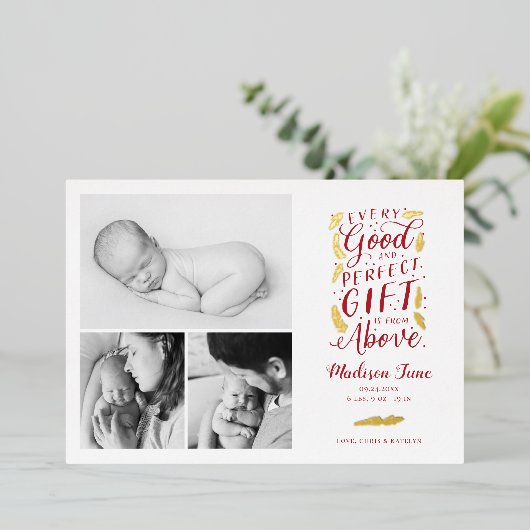 Perfect Gift Folie Holiday Kaart Aankondiging gebo (Staand Voorkant)