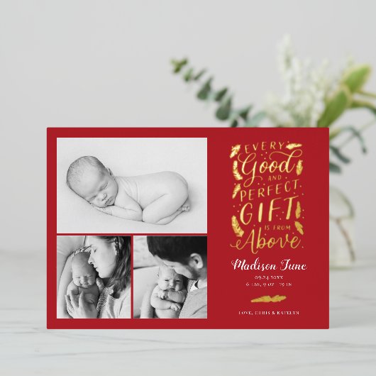 Perfect Gift Folie Holiday Kaart Aankondiging gebo (Staand Voorkant)