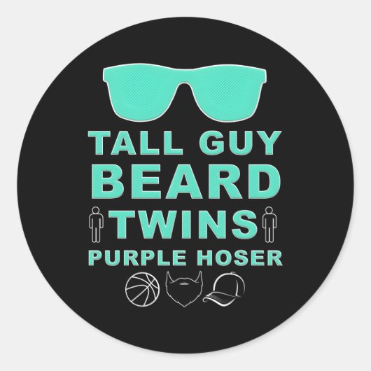 Perfect Guy Beard Twins Paars Hoser Dud Ronde Sticker (Voorkant)