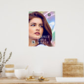 PERFECT HAIR & MAKEUP Meisje Haar Salon Logo QR Co Poster (Keuken)