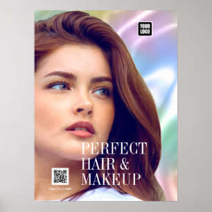 PERFECT HAIR & MAKEUP Meisje Haarsalon Logo QR Cod Poster