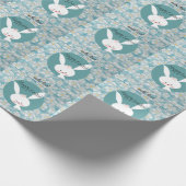 Perfect Happy Pasen, Blauwe Bunny Cadeaupapier (Hoek)