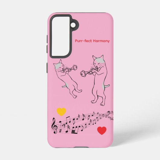 Perfect Harmony Cats & Trombone Galaxy Case – Pink Samsung Galaxy Hoesje (Achterkant)