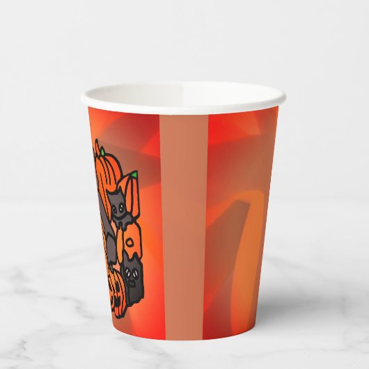 Perfect Haunted: Katten en pompoenen in Halloween Papieren Bekers (Links)