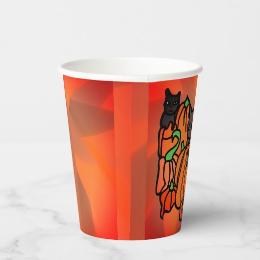 Perfect Haunted: Katten en pompoenen in Halloween Papieren Bekers (Rechts)