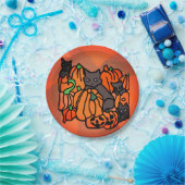 Perfect Haunted: Katten en pompoenen in Halloween Papieren Bordje (Feest)