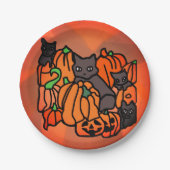Perfect Haunted: Katten en pompoenen in Halloween Papieren Bordje (Voorkant)