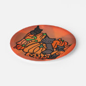 Perfect Haunted: Katten en pompoenen in Halloween Papieren Bordje (Gekanteld)