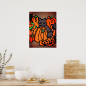 Perfect Haunted: Katten en pompoenen in Halloween Poster (Keuken)