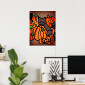 Perfect Haunted: Katten en pompoenen in Halloween Poster (Thuiskantoor)