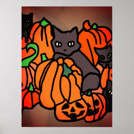 Perfect Haunted: Katten en pompoenen in Halloween Poster