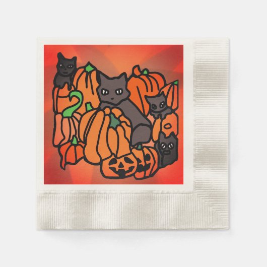 Perfect Haunted: Katten en pompoenen in Halloween Servet (Voorkant)