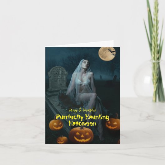 Perfect Haunting Halloween gevouwen uitnodiging (Voorkant)