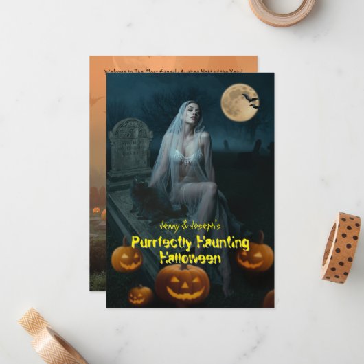 Perfect Haunting Halloween Notitiekaartje (Voorkant / Achterkant in situ)