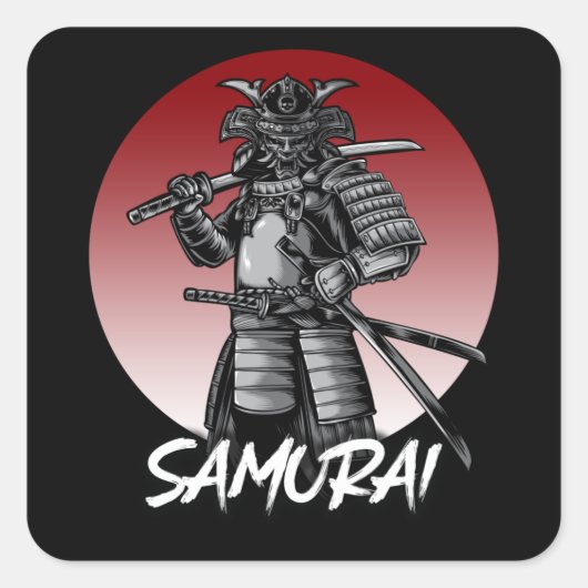 Perfect Honored Samurai Retro - zwart en wit Vierkante Sticker (Voorkant)