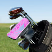 Perfect Hot Pink en Light Blue Roos Detail Golfheadcover (Insitu)