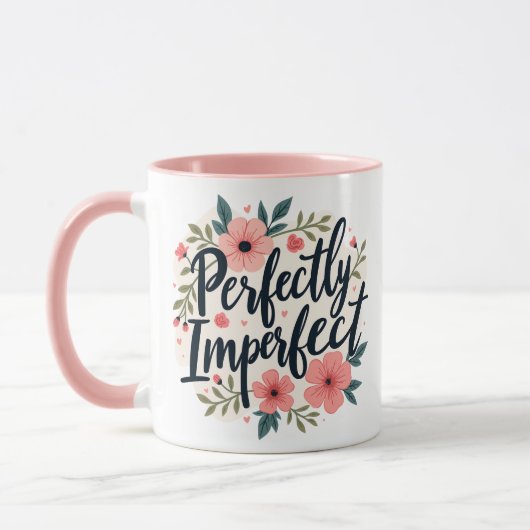 Perfect Imperfect Floral Inspirerend Quote Mok (Links)