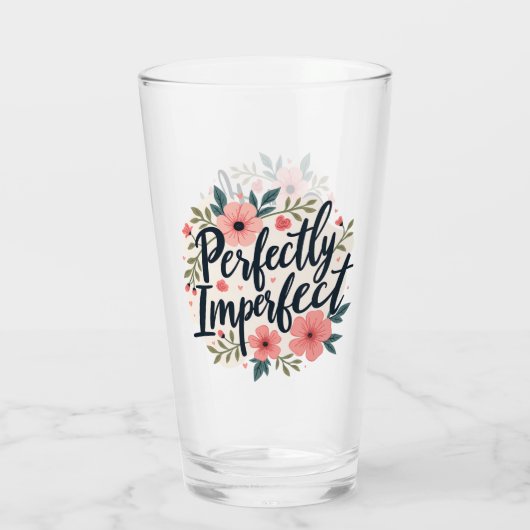 Perfect Imperfect Floral Typography Quote Glas (Achterkant)