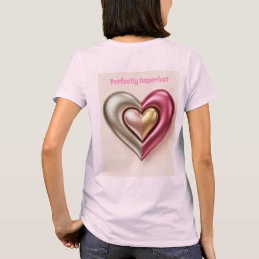 Perfect Imperfect Hart Roze T-shirt (Achterkant)