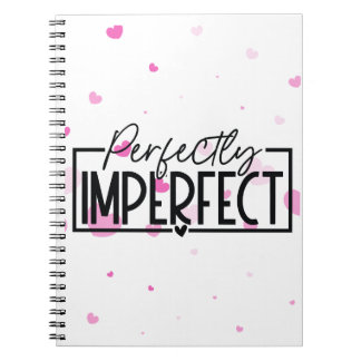 Perfect Imperfect met een hartachtergrond Notitieboek