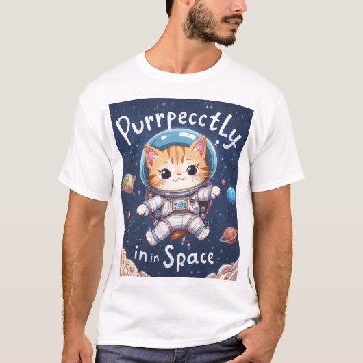 Perfect in de ruimte Kat T-shirt Kawaii Astronaut (Voorkant)