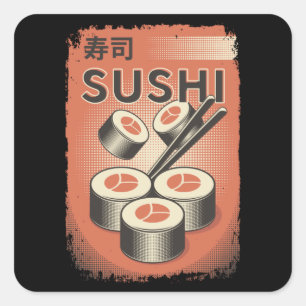 Perfect Japans Sushi Food stijlontwerp Vierkante Sticker
