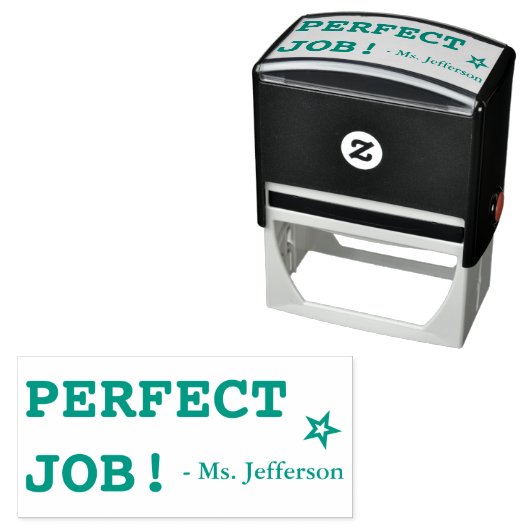 "PERFECT JOB!" + Rubberstempel voor leraar Zelfinktende Stempel (In situ)