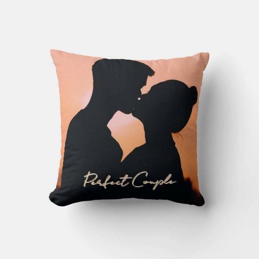 Perfect Koppel Romantisch Schrift Personaliseer Fo Kussen (Voorkant)
