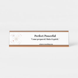 Perfect/Krachtig Rose Goud Bureau Plaque Naambordje