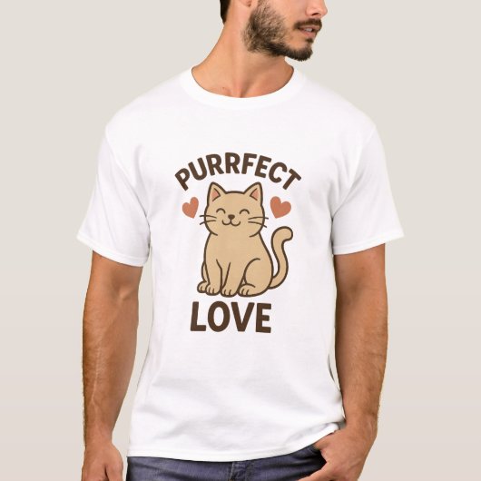 Perfect Love Cat Design | Schattigee romantische k T-shirt (Voorkant)