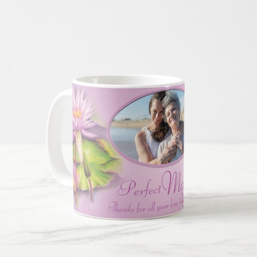 Perfect mam water lily foto en kinder naam mok (Voorkant links)